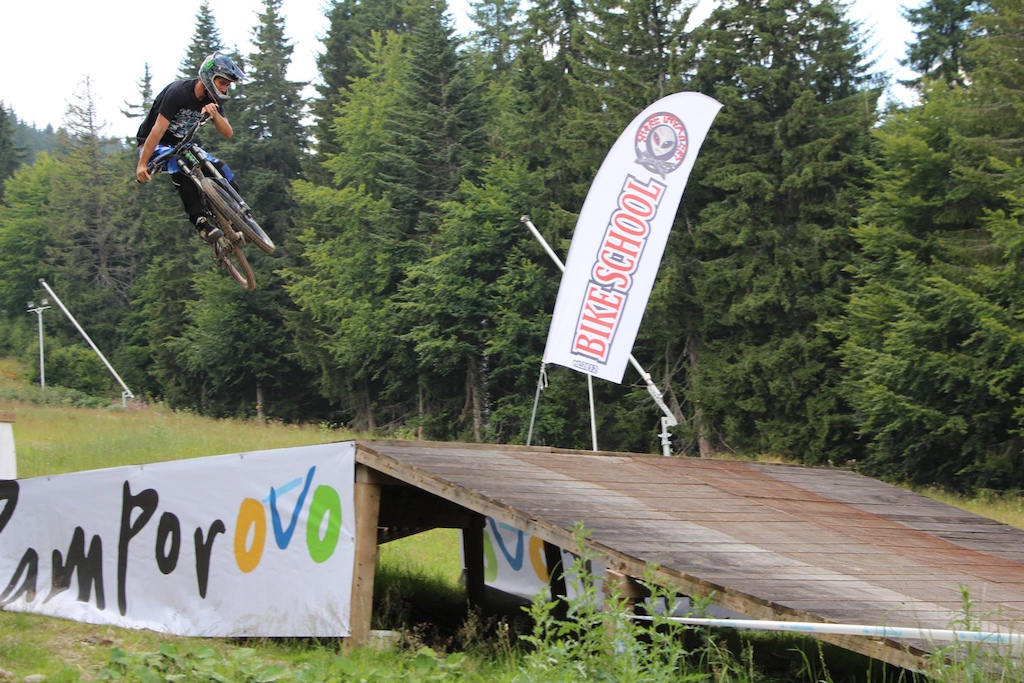 Final jump at Pamporovo Bike Park, the DH Trail