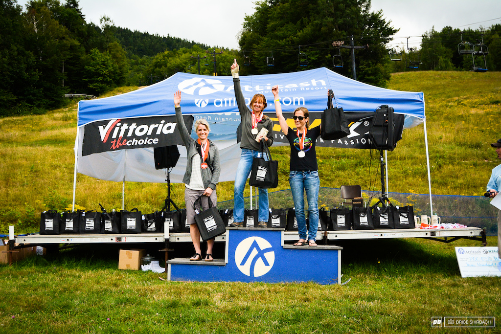 Podium shot from the Eastern States Cup Super-D and Enduro at Attitash