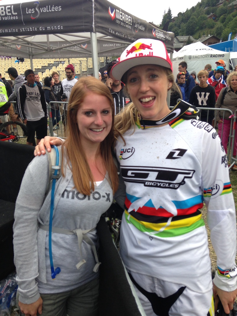 Rachel Atherton and I after she took the win at Meribel.
