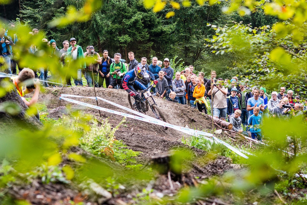 Marcelo GUTIERREZ VILLEGAS of Colombia races during the Nordkette Downhill.PRO on the 3.5km track of the Nordkette Singltrail in Innsbruck, Austria, on August 30, 2014.Â Free image for editorial usage only: Photo by Felix SchÃ¼ller.