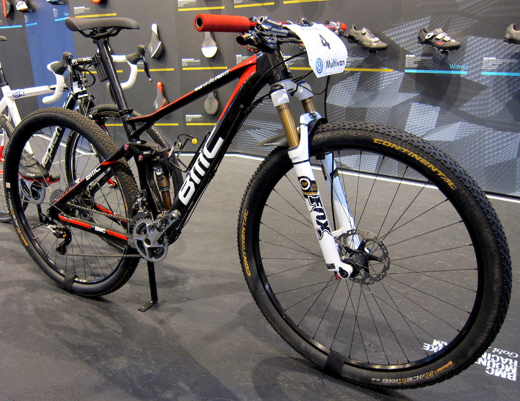Ralph Naf's BMC Four Stroke FS01-29 on display in the Fizik booth.