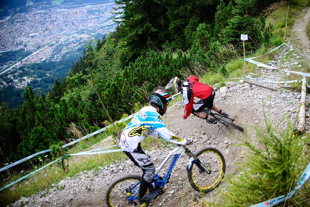 Training of the Nordkette Downhill.Pro - Innsbruck Invitational in Innsbruck, Austria, on August 29, 2014. Free image for editorial use only: Photo by Felix Schueller