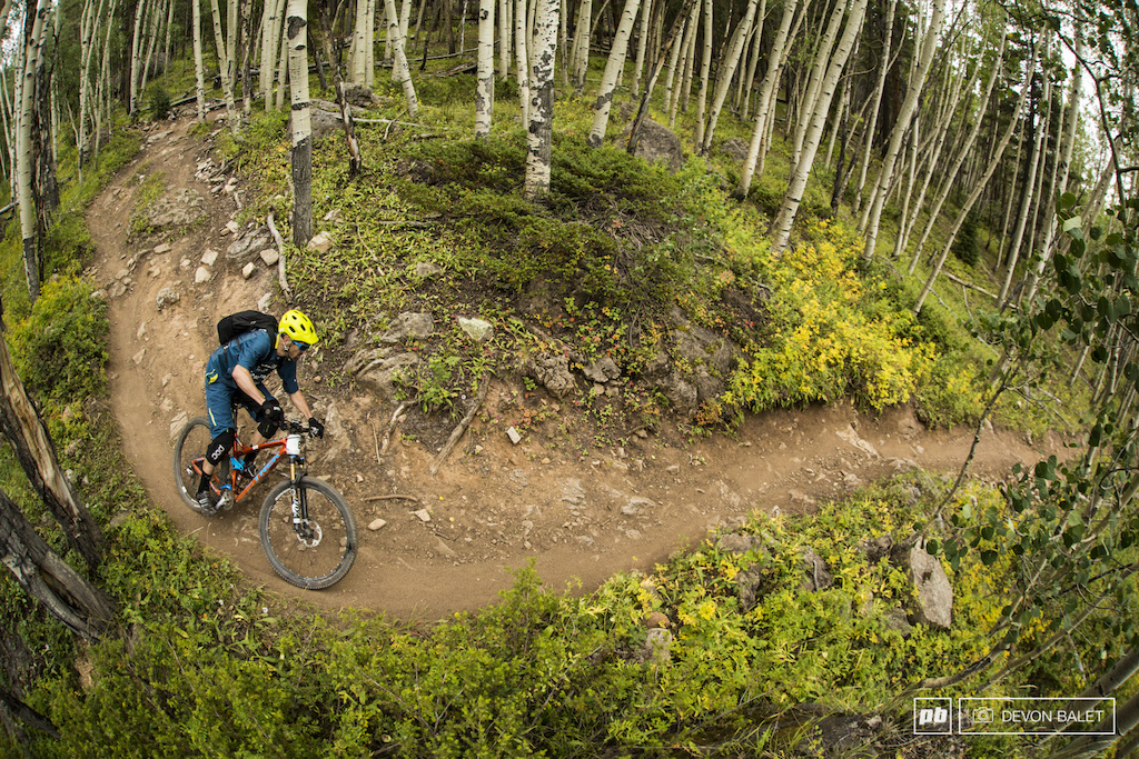 No stranger to Colorado singletrack, Ross Schnell flies into one of the fastest and roughest sections of Doctors Park. Schnell finished the day in second, ten seconds behind Marco Osborne.