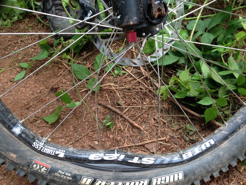 The front wheel after the "mega crash" survived quite well considering the force of the impact.