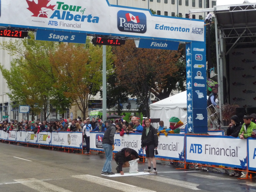 Finish line at the Tour of Alberta 2014.