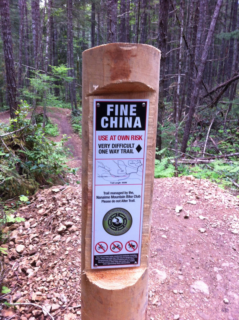 Trail head marker for the start of Fine China