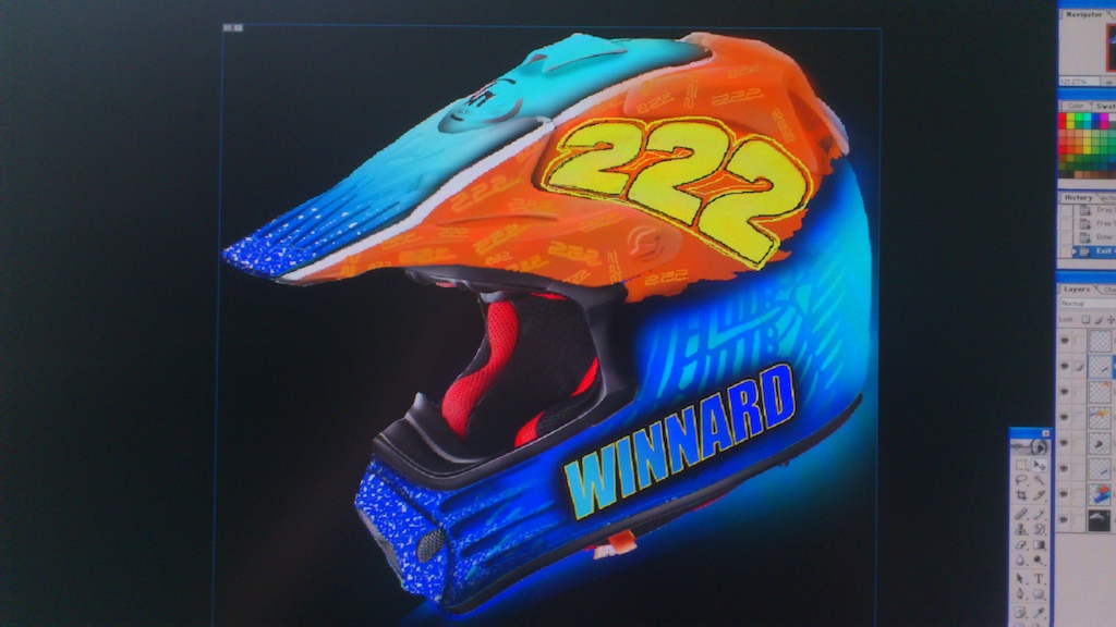 Digital design prior to painting for MX Racer Jake Winnard No.222 KTM
