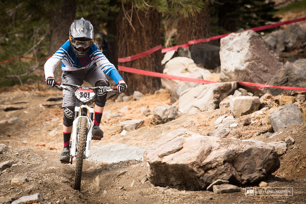 Rachel Throop looking fast and smooth through the rock garden.