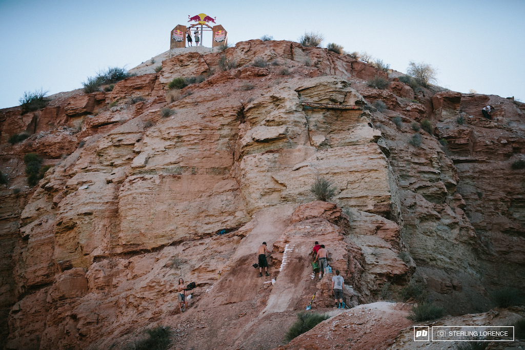 the gnar step downs at the top at 2014 RedBull Rampage in Virgin Utah.