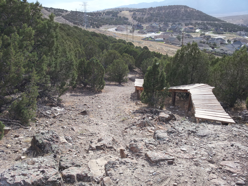 Rock drop bypass on Juniper in Mountain Ranch Bike Park
