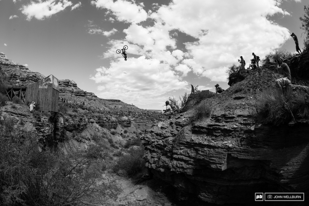 Making history on the new canyon gap, Szymon Godziek styles this perfect backflip over the gorge.