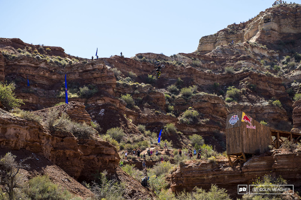 Where's Waldo? Louis Reboul unfortunately did not land this massive backflip over the canyon gap. Heal up, buddy!
