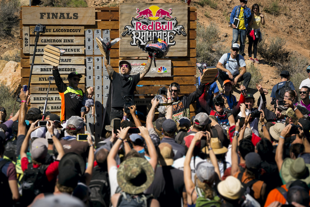 The Red Bull Rampage 2014 Finals podium.
