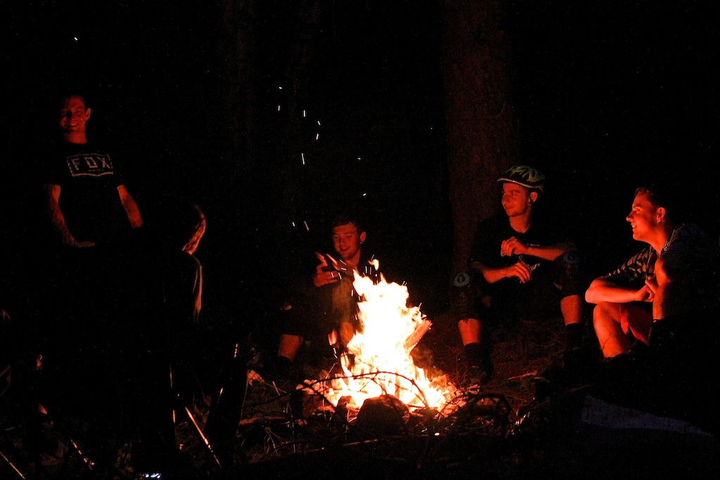 Late night campfire after a rad day on the trails.