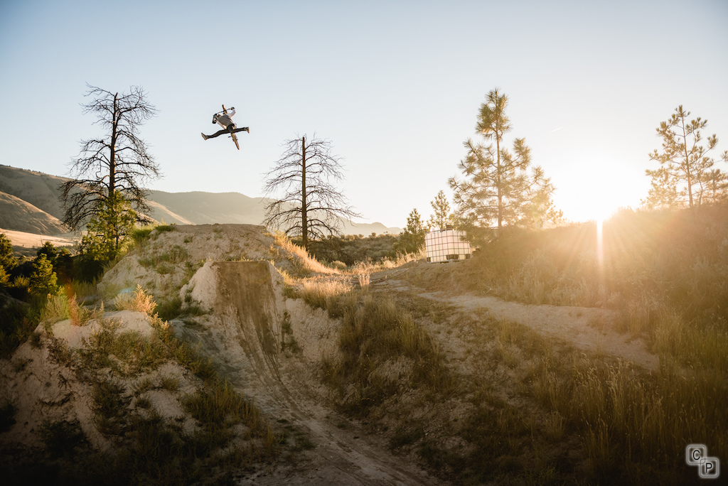 Peter Comstock is on point as the sun peaks over the horizon at the Kamloops Bike Ranch.