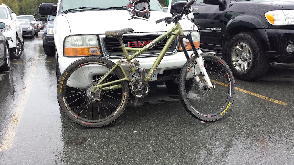 The hollowpoint after a muddy day at Whistler.She held up well except  for the rear  derailleur
