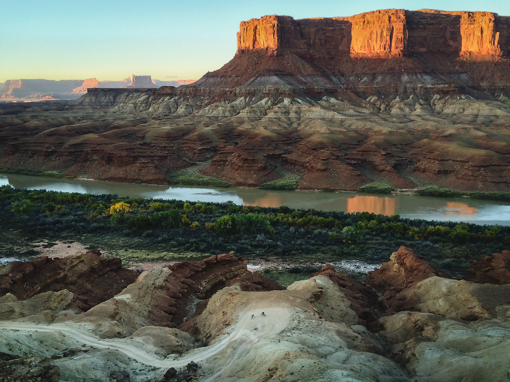 For those that always tell me you need $5k cameras to take beautiful photos please note this was shot and edited on the spot with an iphone 5s.  However in order to take this sunrise shot along the White Rim Trail required heading out at 5am to ride the 25 miles to this specific location.  It's a one way trail for 105 miles with no bailout point so at minimum this photo would require 50 miles of riding.  THAT dedication and creativity is what makes for unique photos, not the camera.  As a side note, we rode all 105 miles that day too.