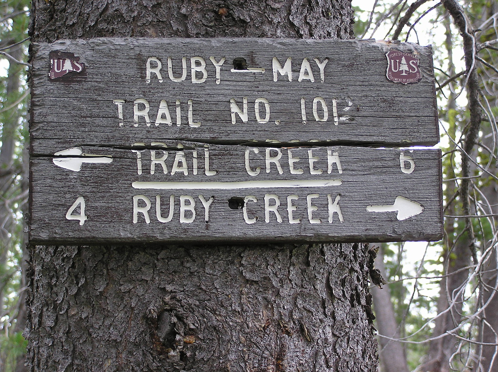 Old sign along North end of trail. Trail Creek is where Montana Highway 43 is located.