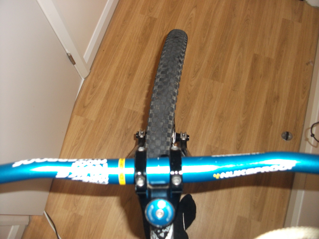 bars out of line, wheel out of true. i really hurt her :(
