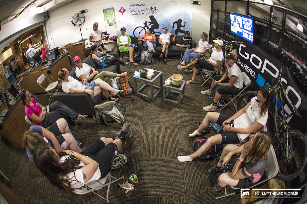 Besides the bike skills workshops and group rides, the camp featured supplemental sessions like yoga, bike anatomy/fit from Specialized specialists, bike maintenance, lunch &amp; learns, and post-ride socials.  