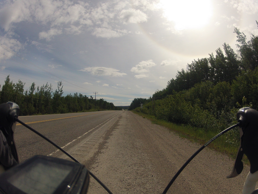 GoPro  view of grainy road on route to Burns Lake