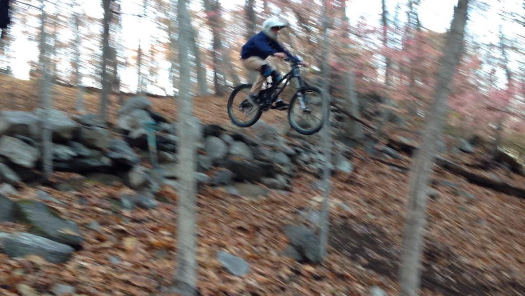 Last drop on the new trail I and Marino finally finished up and rode today, pic doesn't do full justice, but such a fun drop. Edit will be uploaded soon