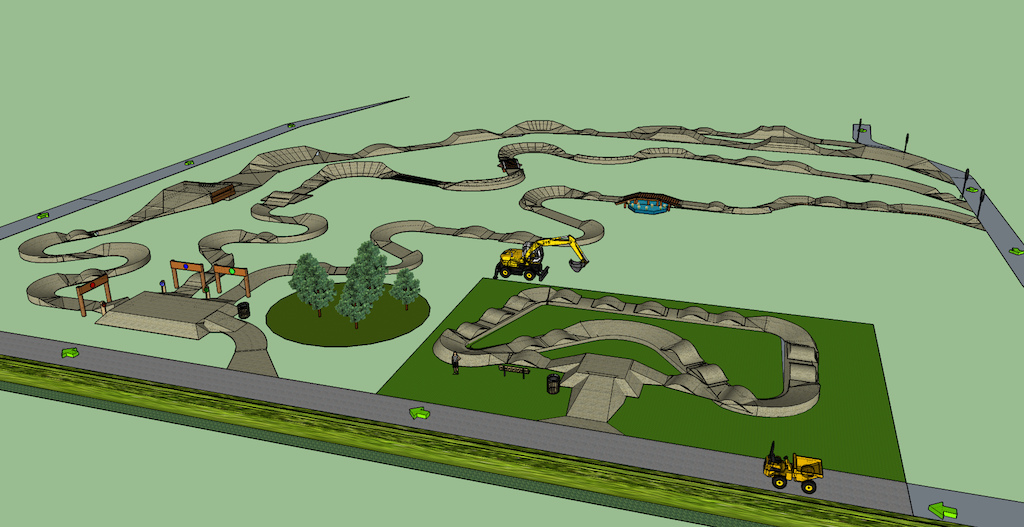 Scale design for a multi-skill level "bikepark" development contained within a light gradient area done for Deer's Leap bike park in 2013