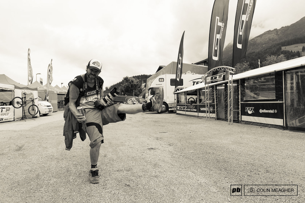 The editor for Mountain Bike Rider Magazine, "Mad Dog:" Boris Beyer burst onto the scene in 2011, hauling camera gear for Sven Martin and collecting bad tattoos along the way. May he never slow down.  Leogang, 2014.