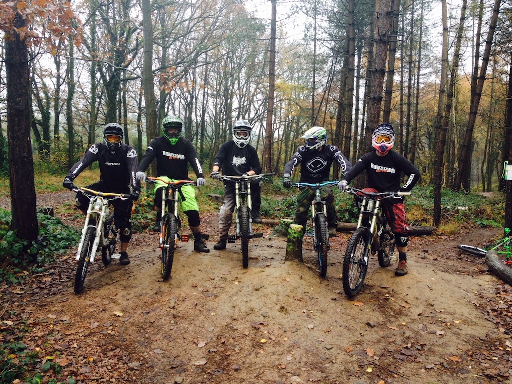 Just about to set off on a run of Old School,on a very wet Saturday at Ribbesford Bike Park.