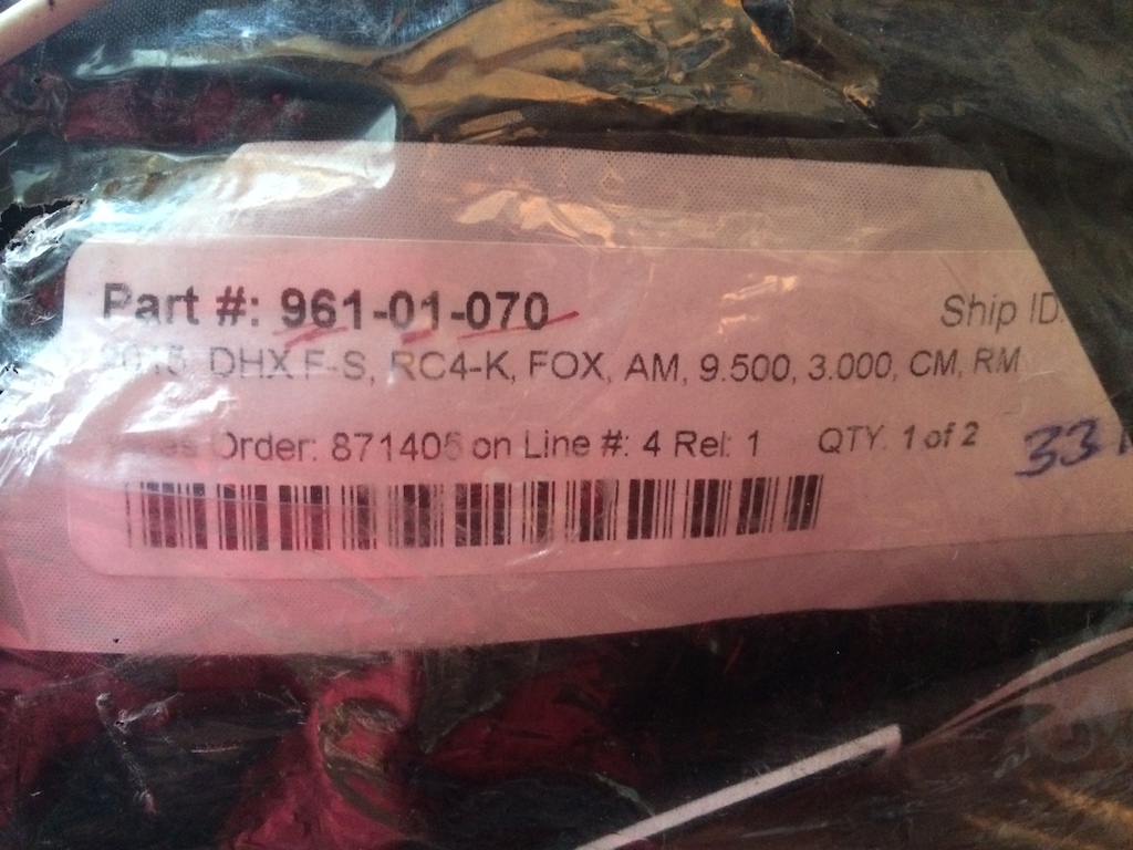 2014 FOX DHX RC4 - NEVER USED