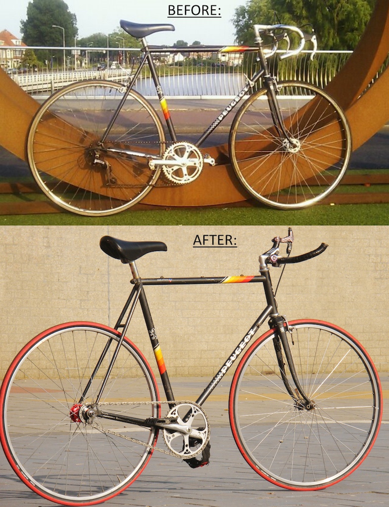 Just found the picture of how this bike looked how I bought it, and decided to make a before-and-after shot :)  I don't own this bike anymore, but it's good to have these shots together.