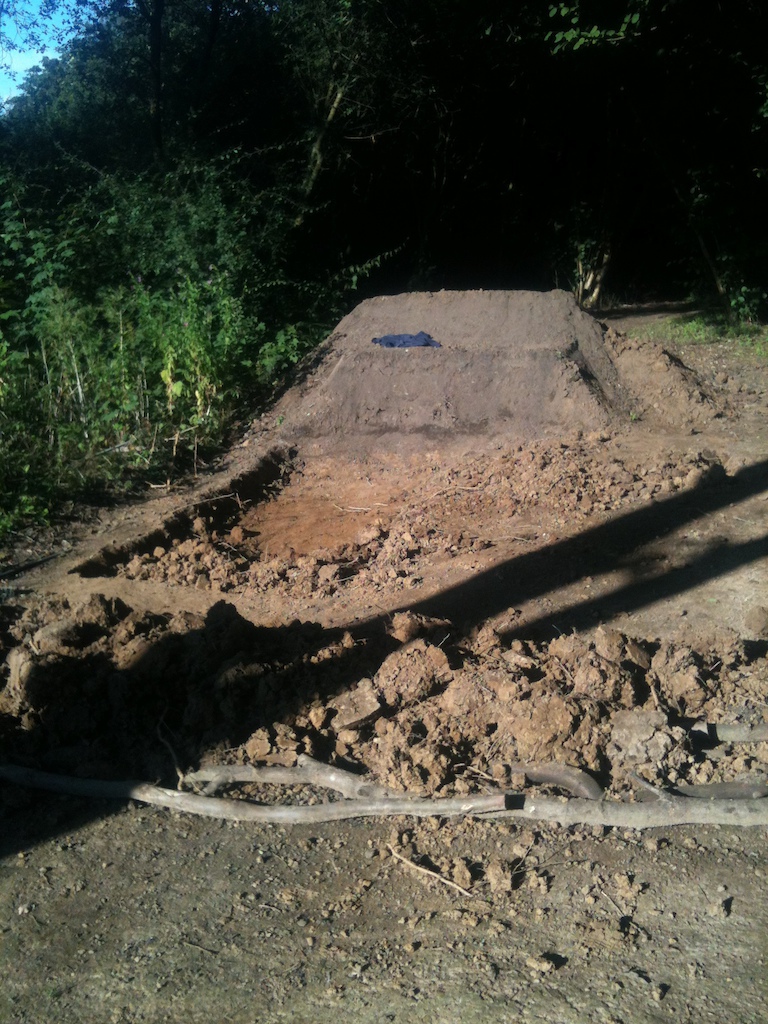 starting to dig down and make landing wider and building the pump bump