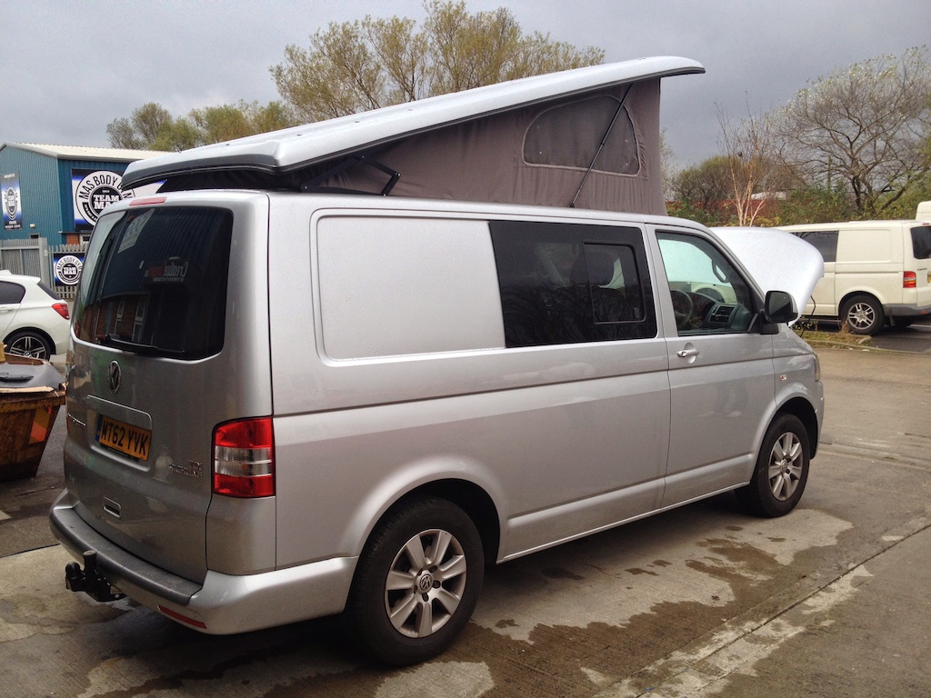Elevating roof fitted by Creative Campers Ltd (Middlesbrough) to a VW T5. Based in the North East