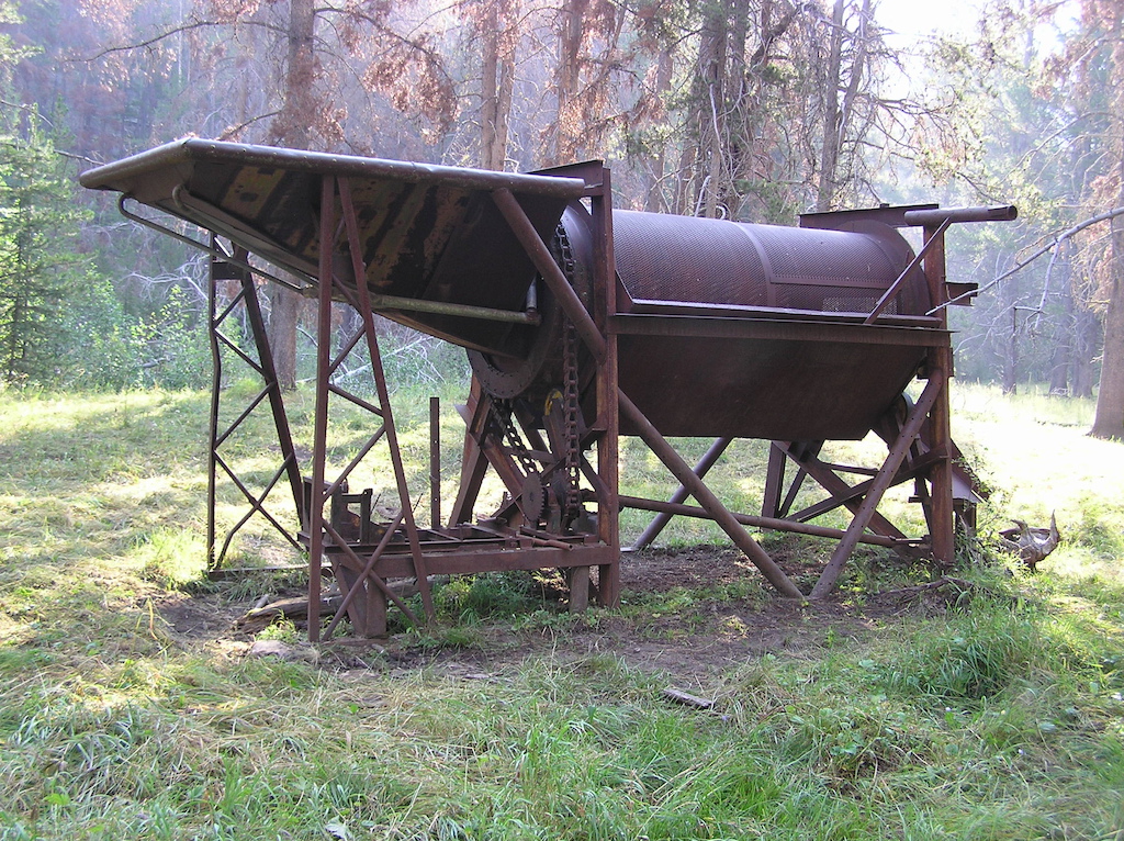 Abandoned mining equipment along the trail