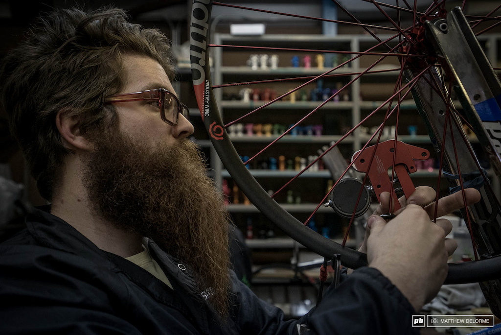 Every wheel set that comes out of Industry nine is bulit by hand. Some are built by a man with a rather impressive beard.