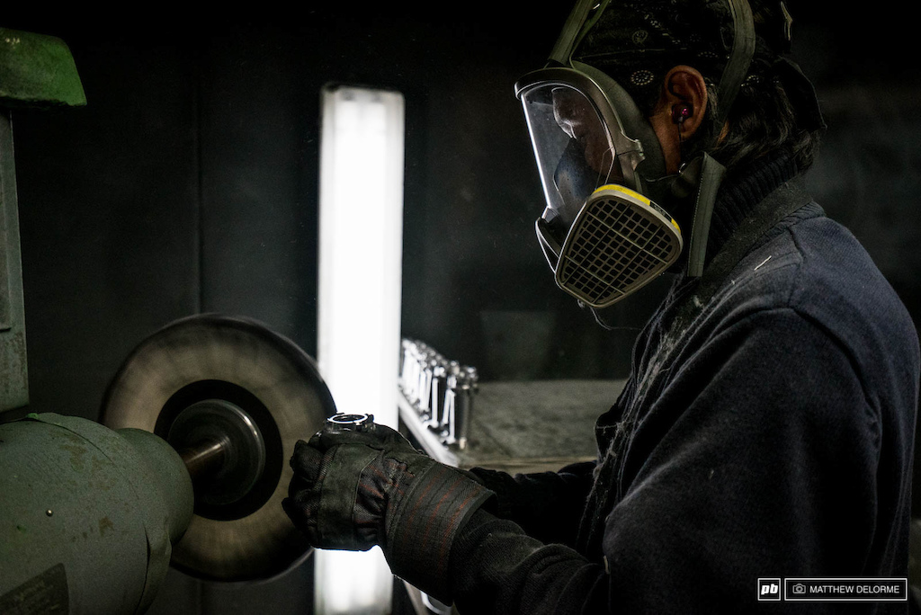 After the hubs are milled each one is polished by hand.