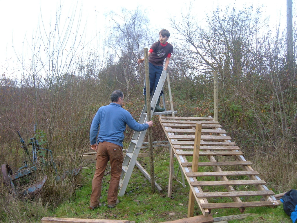 building a start ramp at the field.