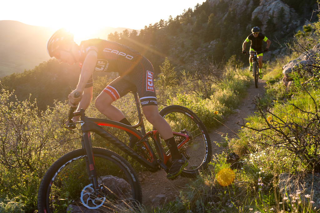 Garrett Gerchar and Brad Cole ride the Niner Bikes JET 9 RDO at Horsetooth Mountain Park near Fort Collins, CO