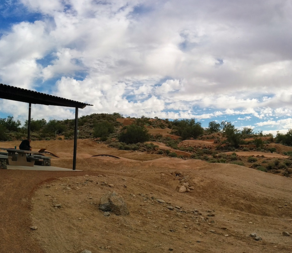 Desert Trail Bike Park in Mesa, AZ.  Recker/McDowell intersection.  Most fun spot I know of to ride in the Valley, but trails are very short and need DJ, hard tail or BMX.  DH bikes too heavy!.  Black line is f*cking serious, even Blue will challenge expert riders.