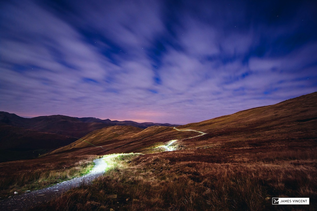Late night light trails, high above the Lake District, under a moonlit sky.

Published in the February 2015 edition of MBR Magazine