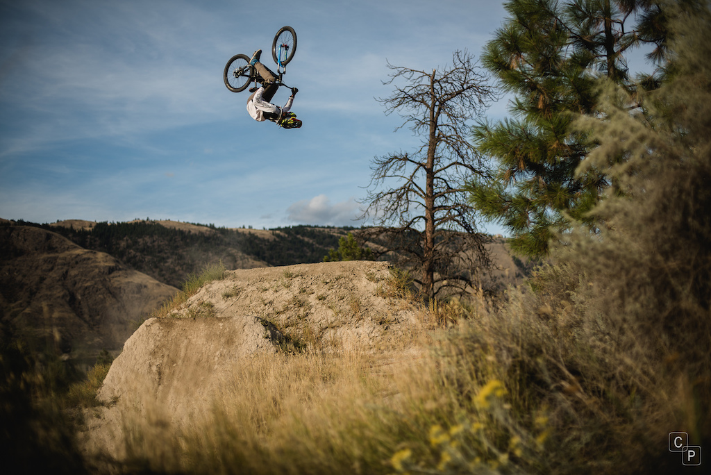 Reilly Horan feels right at home in kamloops as he tosses a completely sideways cork flip at the bike ranch.