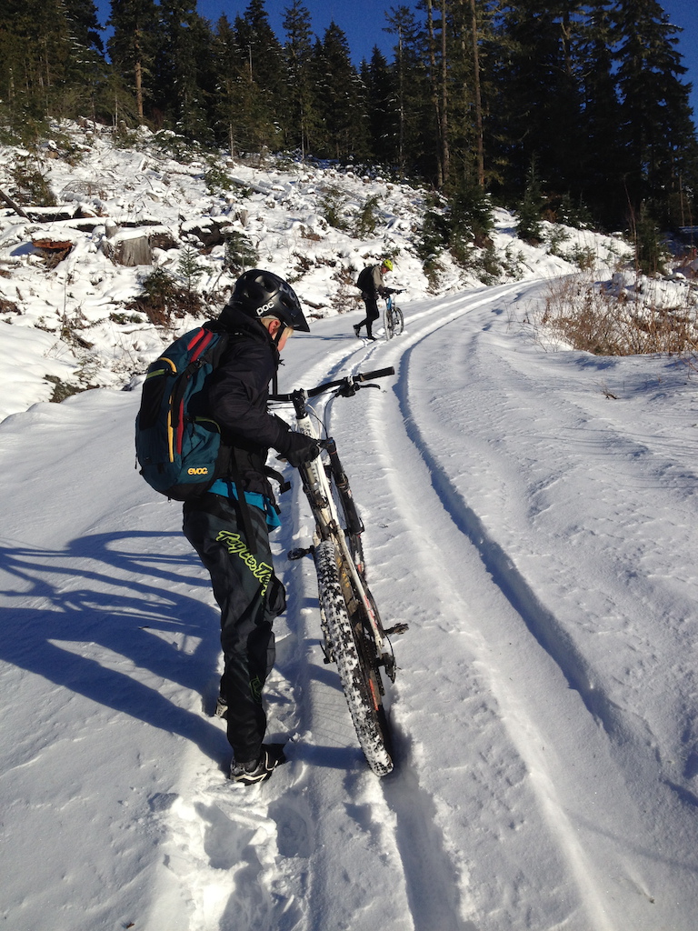 hiking up in the snow to reserectum