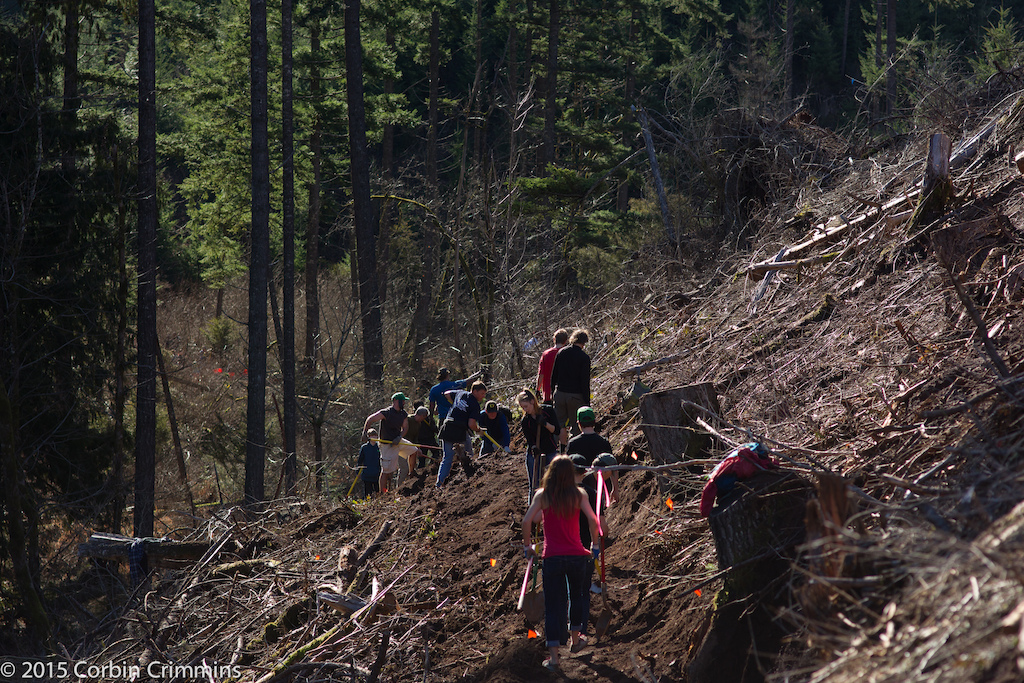 Trail work party in Post Canyon. Hood River, Oregon