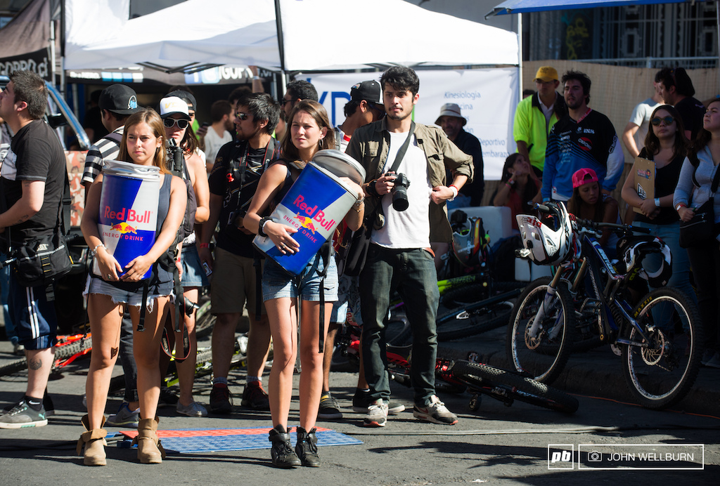 The red bull girls spreading the energy.