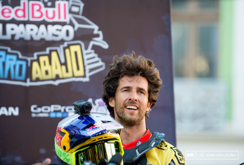 The announcer declared Polc the winner and mid celebration realized that the stats weren t 100 percent. This is the look of relief on Polc s face when he was declared the winner for real.