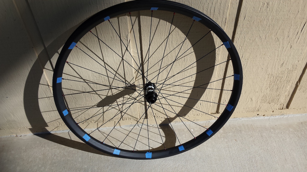 front wheel build, spokes numbered for frequency measurement/tensioning