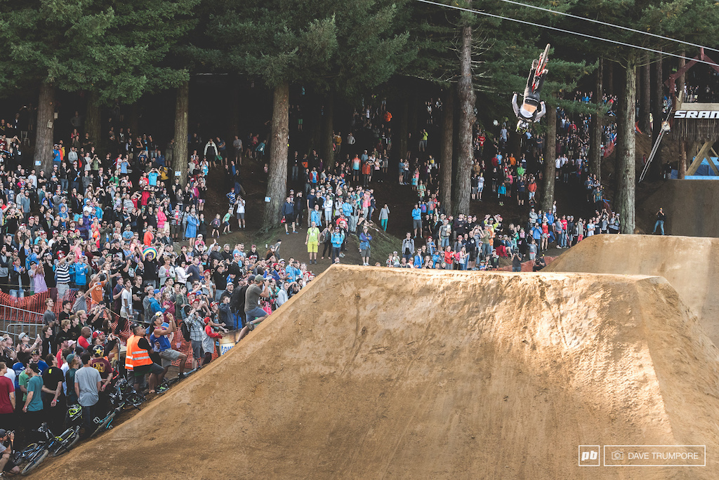 Brett Rheeder with a well deserved victory lap to with Crankworx Slopestyle.