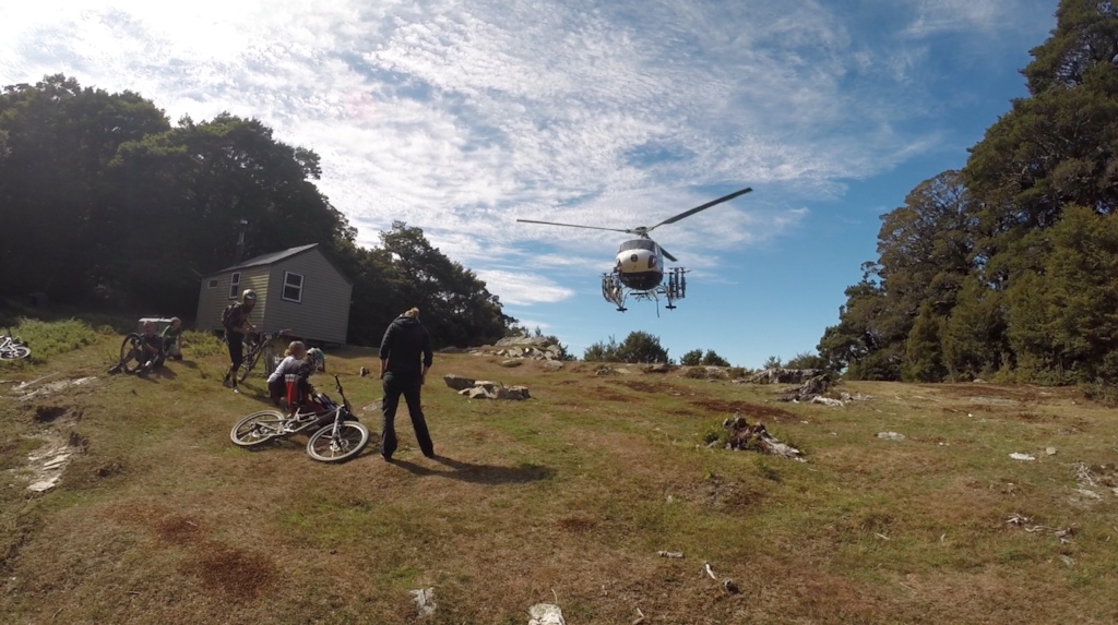 Helicopter Drops Riders to the top on day three of the Santa Cruz NZ Enduro