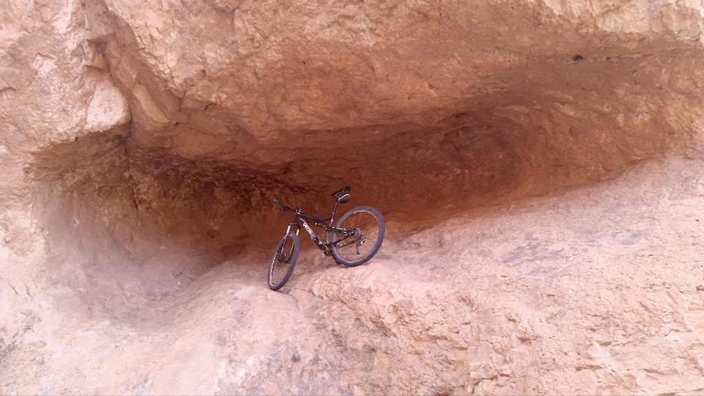 Picture of bike in the alcove near "The Rock"