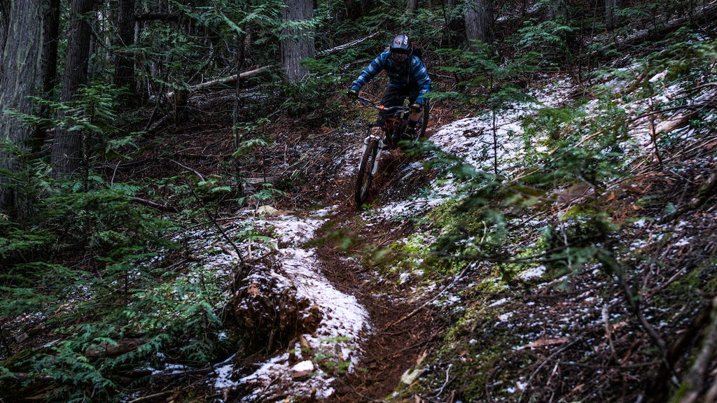 This was on upper skirt and it had been snowing as we were walking up but there was this nice trail of soft loam going through the snow so I stopped and grabbed this picture of the Zach, the dirt and the snow.